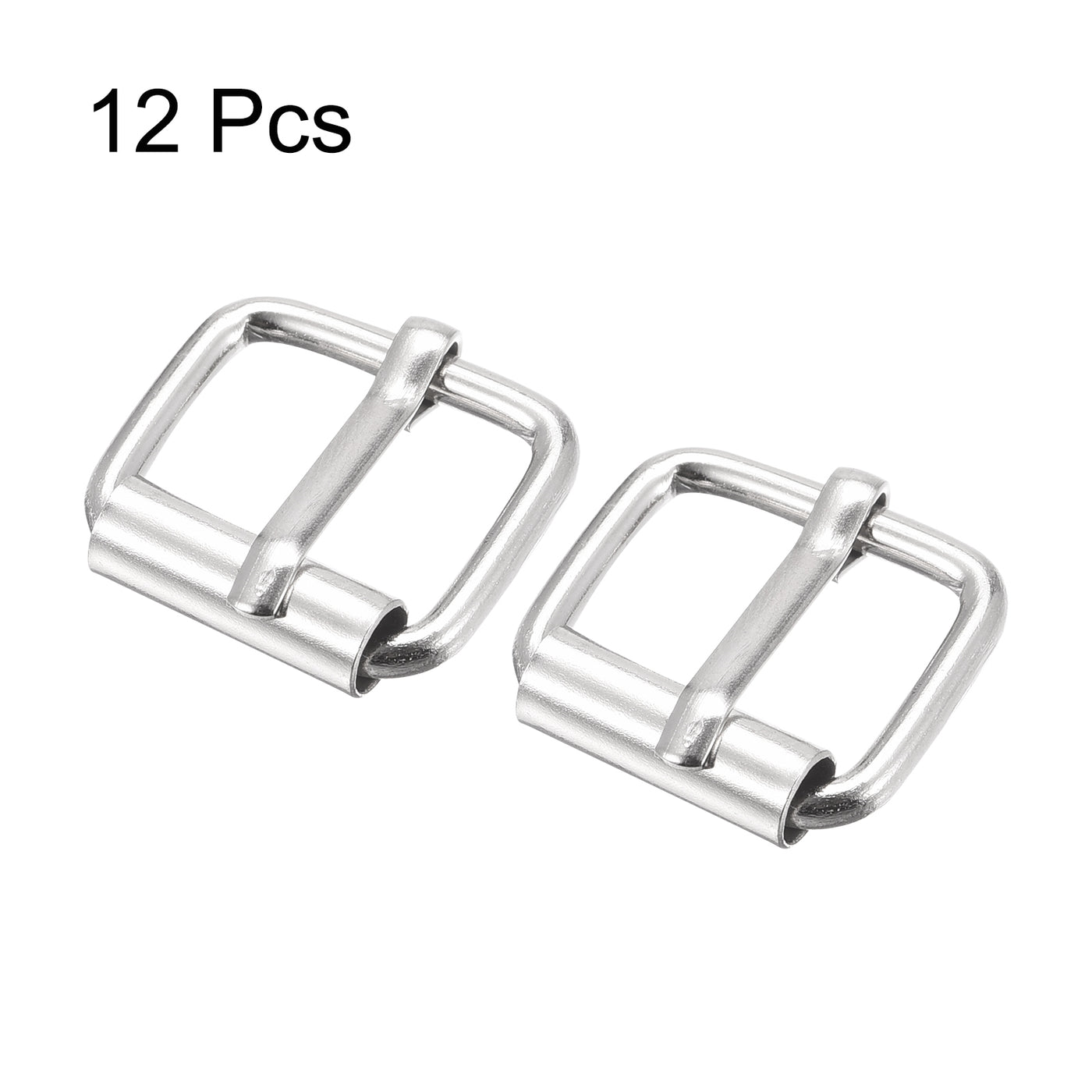 uxcell Uxcell 15mm(0.59") Metal Roller Buckles for Belts Bags Straps DIY Silver Tone 12pcs