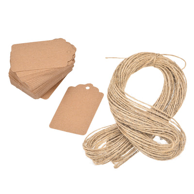 Harfington Wave type Paper Gift Tags with Twine Rope black 50x30mm Length 65.6 Feet 100pcs