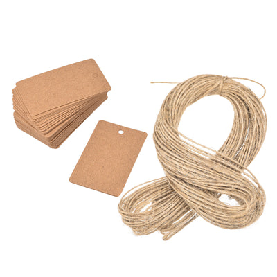 Harfington Rectangle Paper Gift Tags with Twine Rope khaki 50x30mm Length 65.6 Feet 200pcs