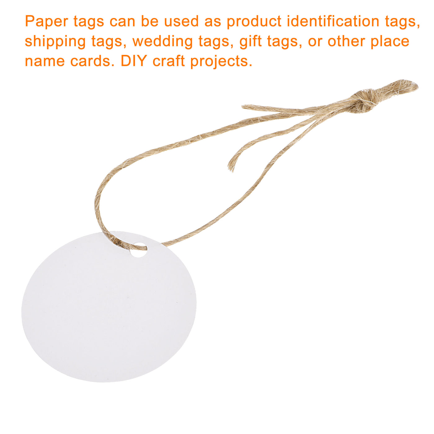 Harfington Round Paper Gift Tags with Twine Rope khaki 40mm Length 65.6 Feet 100pcs