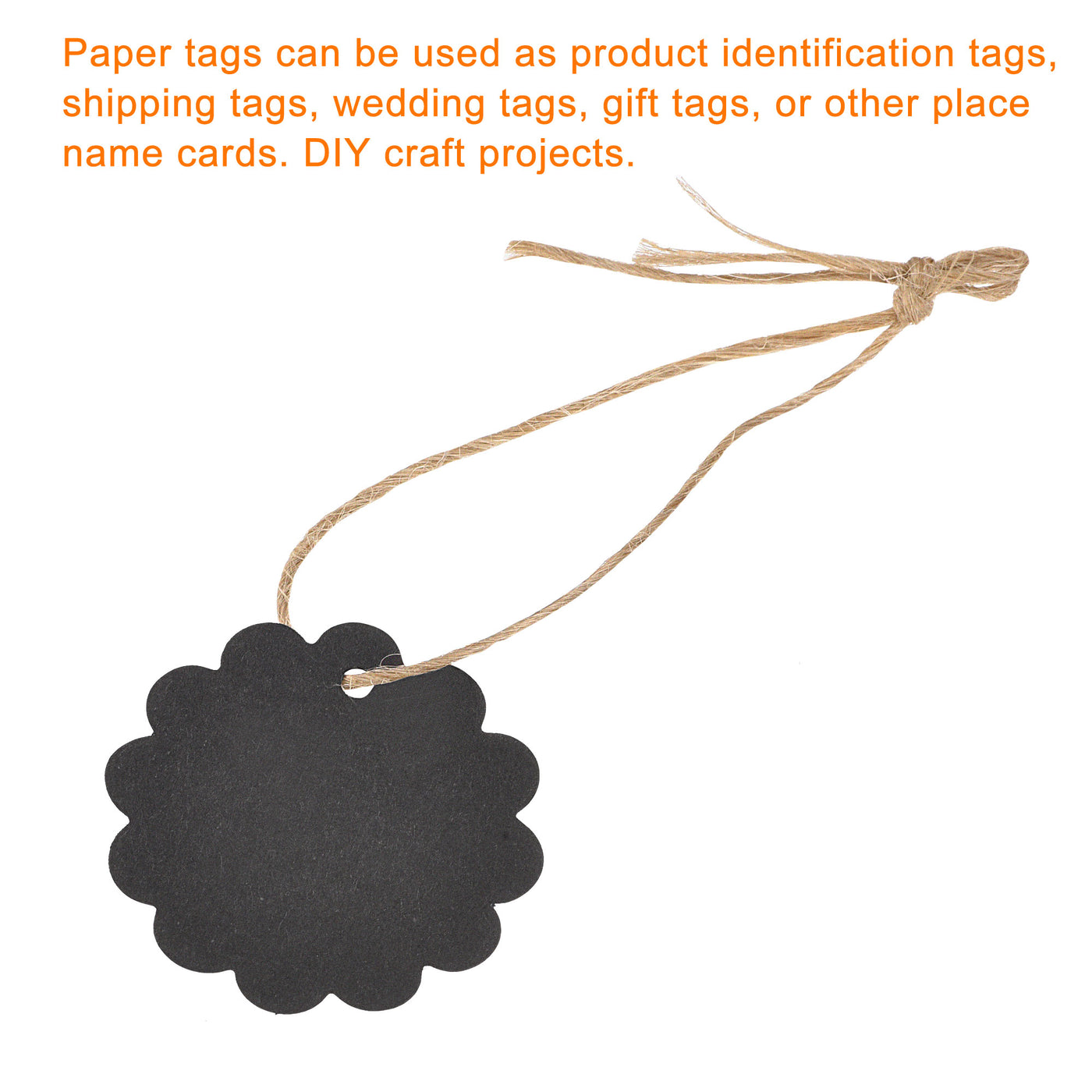 Harfington Paper Tags with Twine Rope Khaki,white,black 40mm Length 65.6 Feet 150pcs