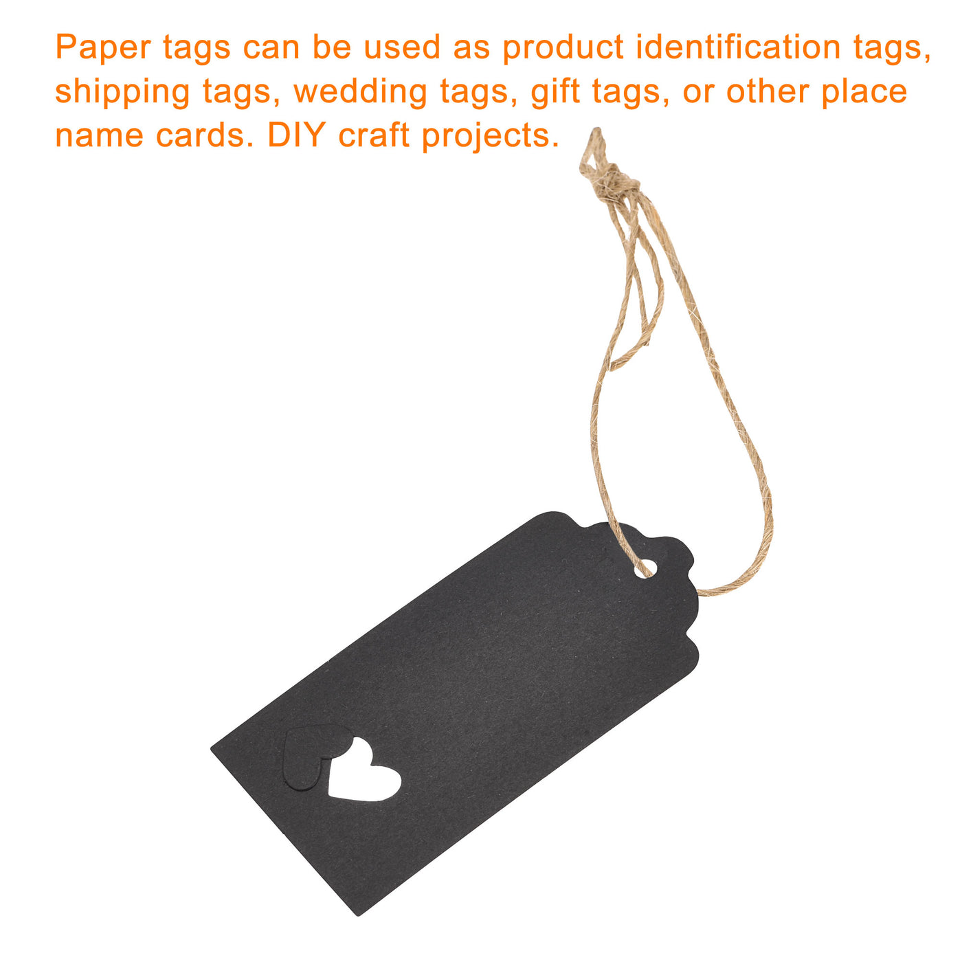 Harfington Heart Paper Tags Twine Rope Khaki,white,black 70x35mm Length 65.6 Feet 150pcs
