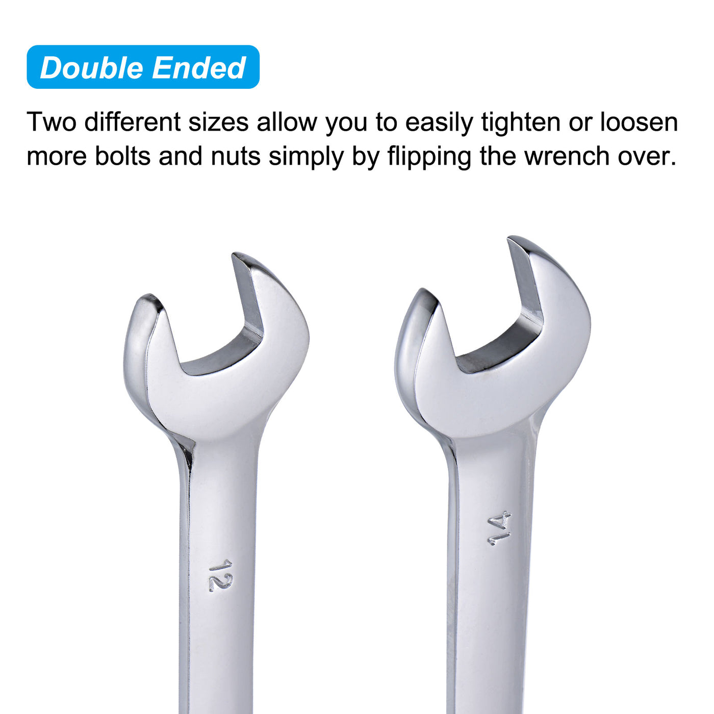 uxcell Uxcell Double Open-End Wrench Set, 5.5-14mm Metric CR-V with Rolling Pouch, 4-Piece