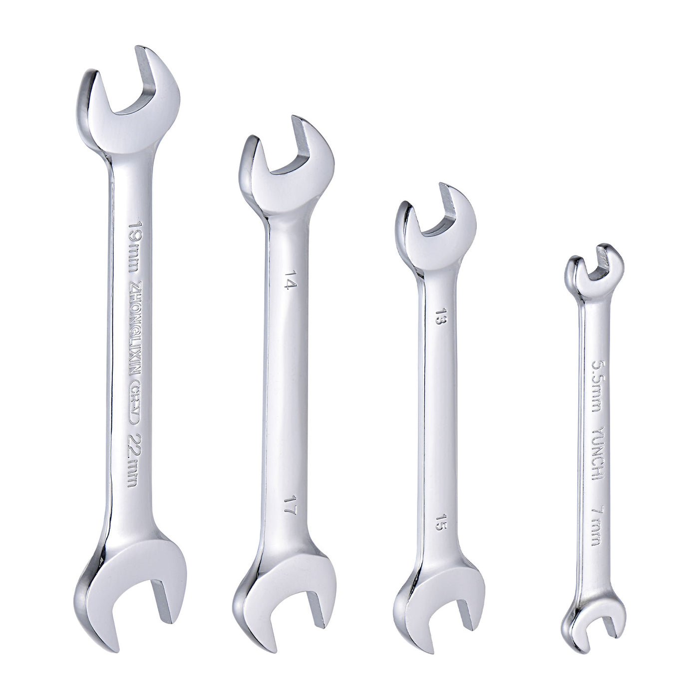 uxcell Uxcell Double Open-End Wrench Set, 5.5-22mm Metric CR-V with Rolling Pouch, 4-Piece