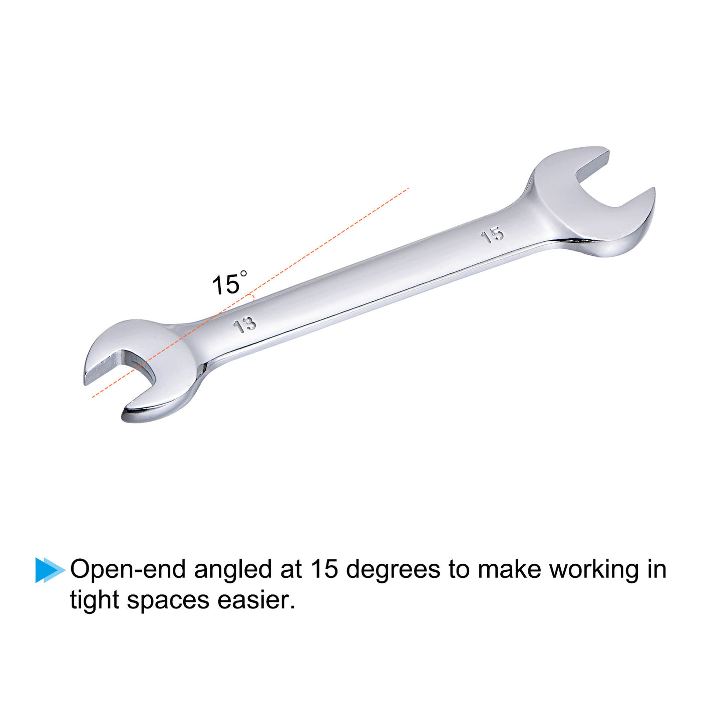 uxcell Uxcell Double Open-End Wrench Set, 5.5-16mm Metric CR-V with Rolling Pouch, 6-Piece