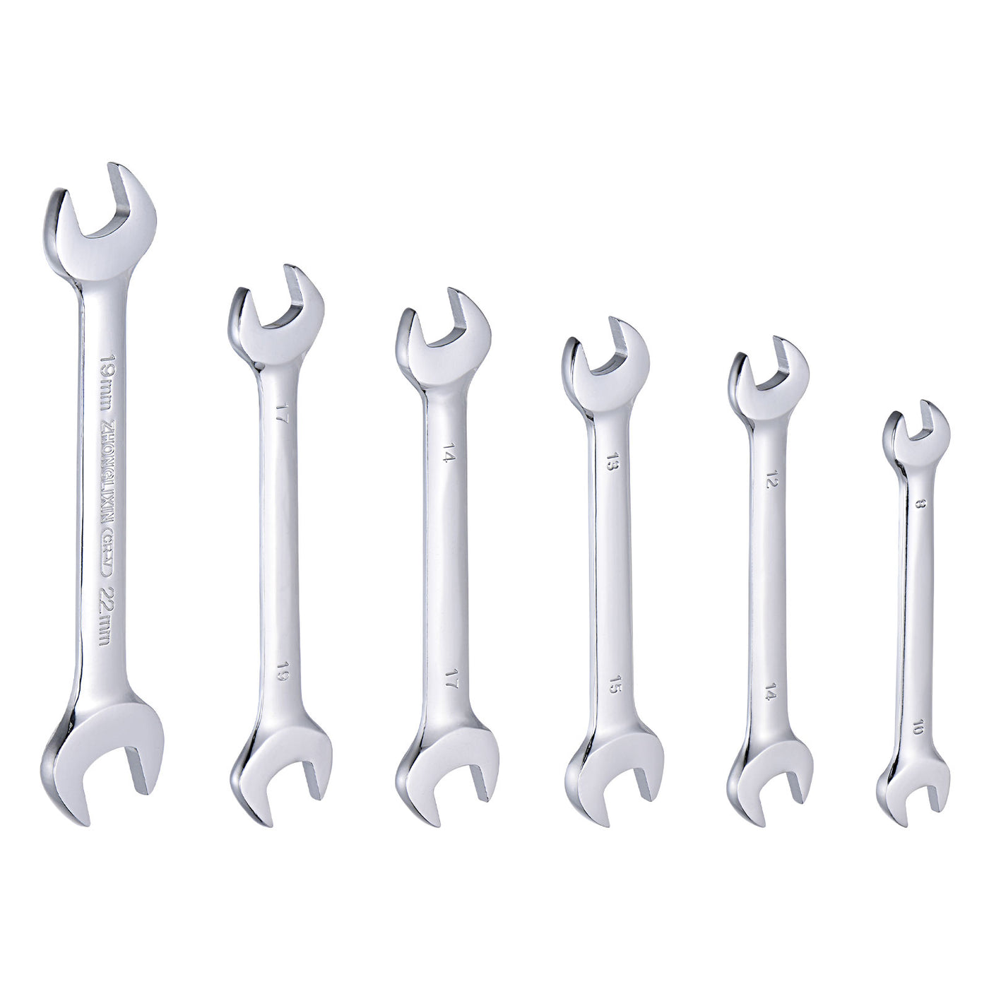 uxcell Uxcell Double Open-End Wrench Set, 8-22mm Metric CR-V with Rolling Pouch, 6-Piece