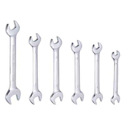 Harfington Uxcell Double Open-End Wrench Set, 8-22mm Metric CR-V with Rolling Pouch, 6-Piece
