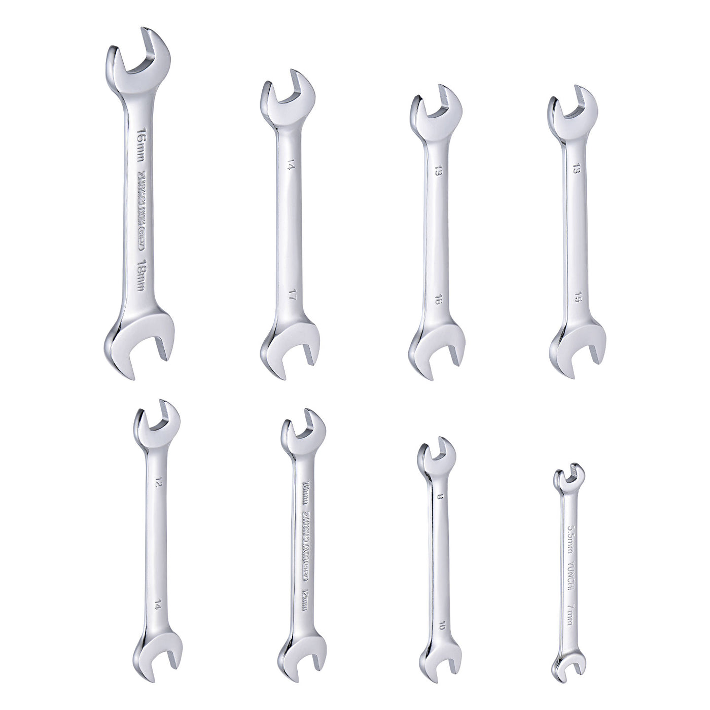 uxcell Uxcell Double Open-End Wrench Set, 5.5-18mm Metric CR-V with Rolling Pouch, 8-Piece