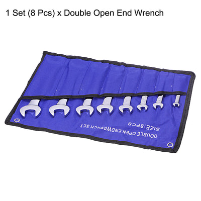 Harfington Uxcell Double Open-End Wrench Set, 5.5-24mm Metric CR-V with Rolling Pouch, 8-Piece