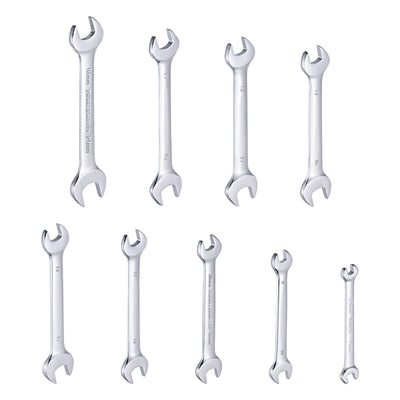 Harfington Uxcell Double Open-End Wrench Set, 5.5-21mm Metric CR-V with Rolling Pouch, 10-Piece