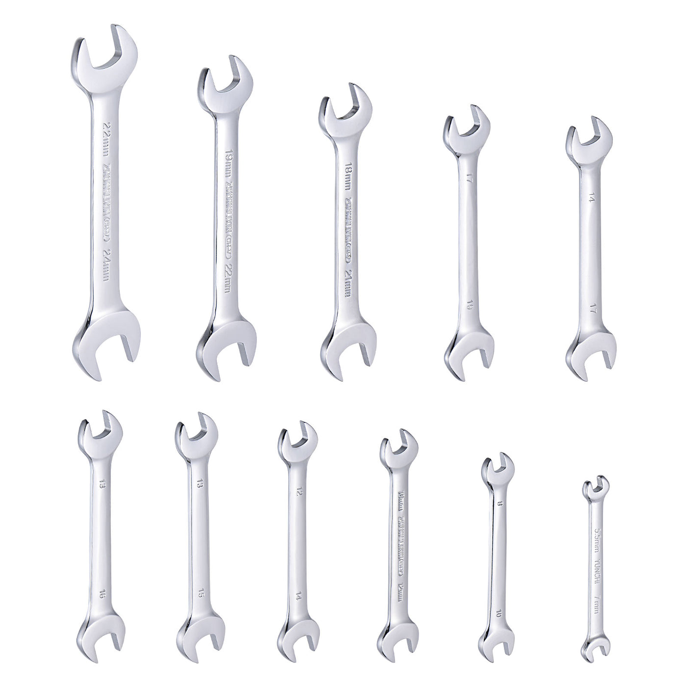 uxcell Uxcell Double Open-End Wrench Set, 5.5-24mm Metric CR-V with Rolling Pouch, 12-Piece