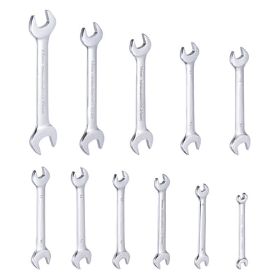 Harfington Uxcell Double Open-End Wrench Set, 5.5-24mm Metric CR-V with Rolling Pouch, 12-Piece