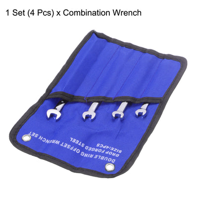 Harfington Uxcell Combination Wrench Set, 6-9mm Open End and Box End with Rolling Pouch, 4-Piece