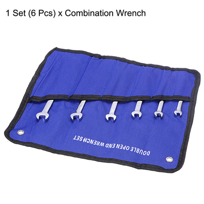 Harfington Uxcell Combination Wrench Set, 6-11mm Open End and Box End with Rolling Pouch, 6-Piece
