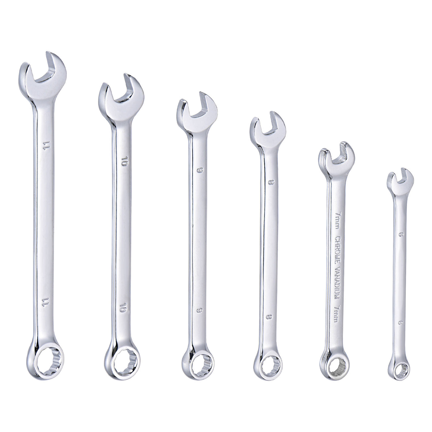 uxcell Uxcell Combination Wrench Set, 6-11mm Open End and Box End with Rolling Pouch, 6-Piece