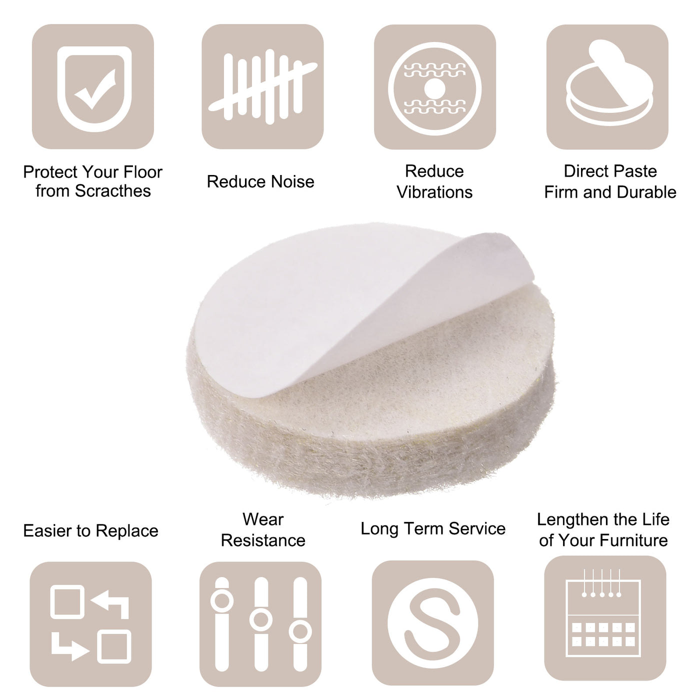 uxcell Uxcell Felt Furniture Pads 20mm Dia Self-stick Anti-scratch Floor Protector 50 Pads