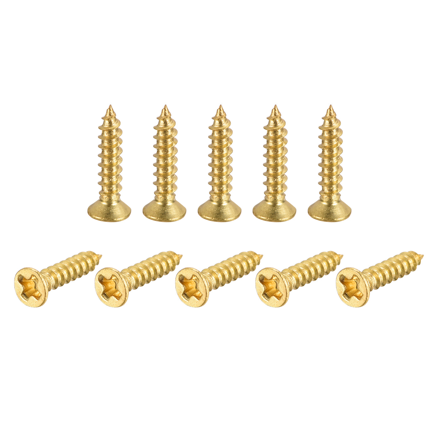 uxcell Uxcell Brass Wood Screws, M2x10mm Phillips Flat Head Self Tapping Connector for Door, Cabinet, Wooden Furniture 25Pcs