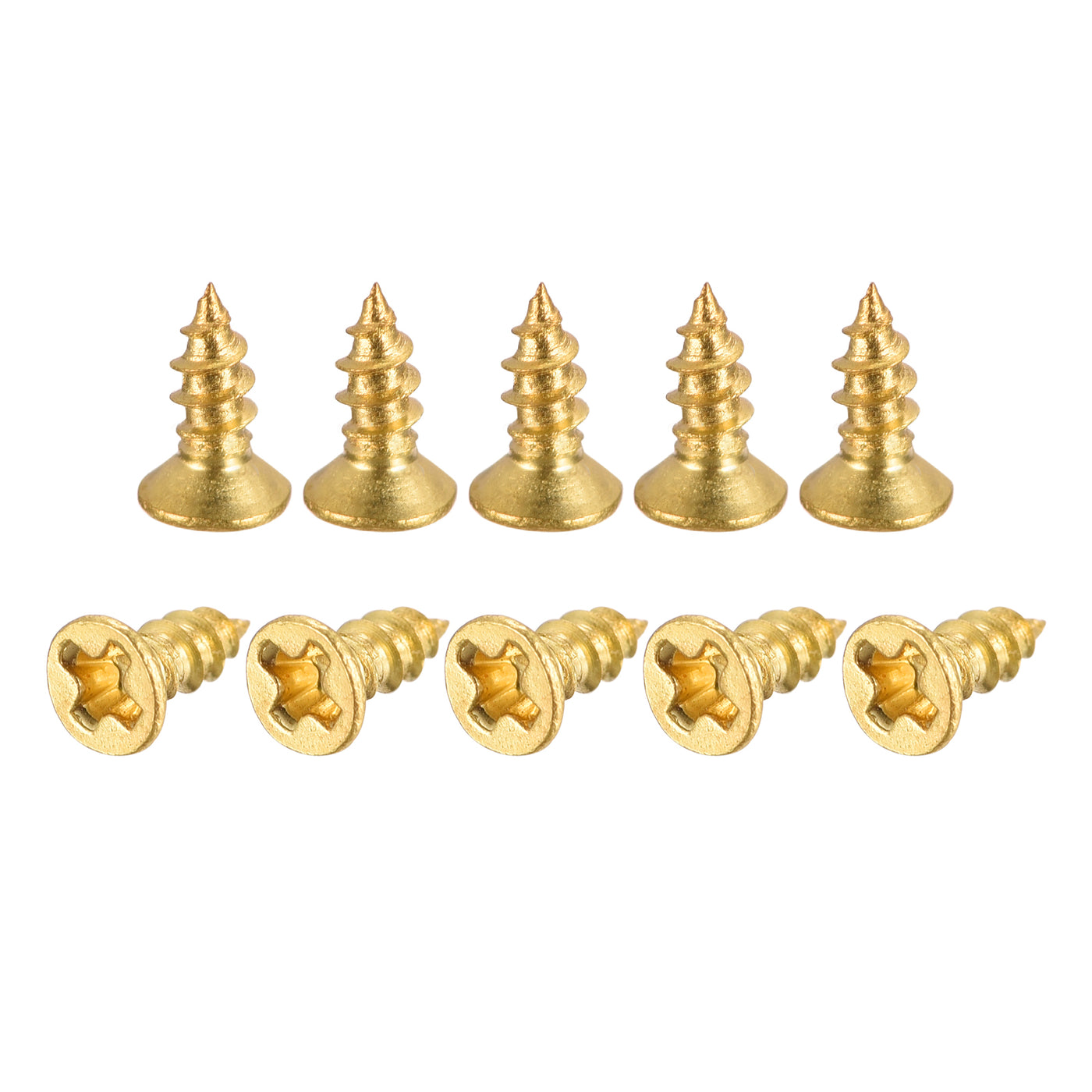 uxcell Uxcell Brass Wood Screws, M2x5mm Phillips Flat Head Self Tapping Connector for Door, Cabinet, Wooden Furniture 100Pcs