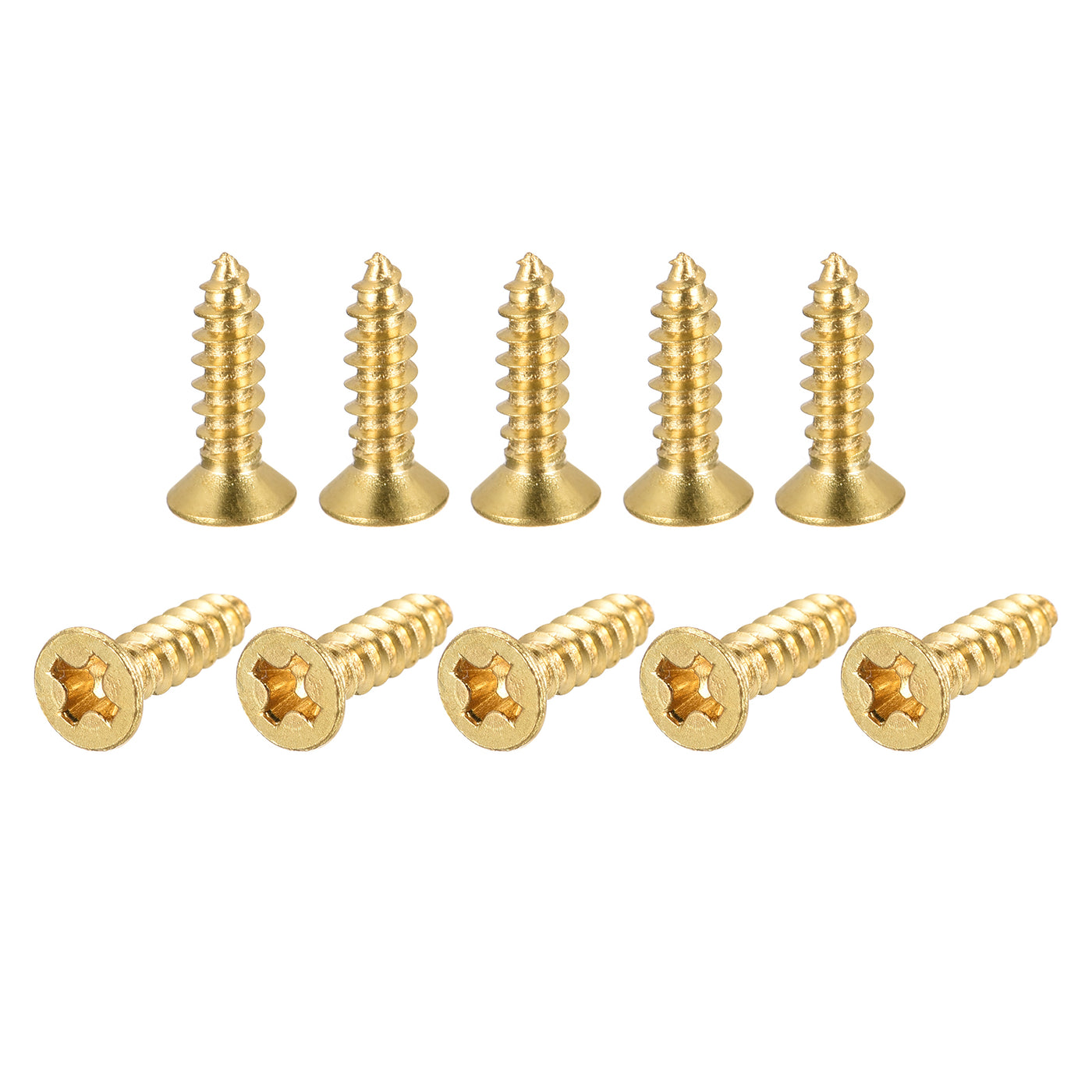 uxcell Uxcell Brass Wood Screws, M3x12mm Phillips Flat Head Self Tapping Connector for Door, Cabinet, Wooden Furniture 100Pcs