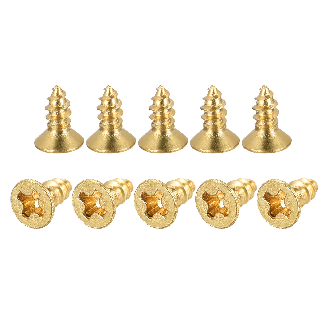 Uxcell Uxcell Brass Wood Screws, M3.5x12mm Phillips Flat Head Self Tapping Connector for Door, Cabinet, Wooden Furniture 50Pcs