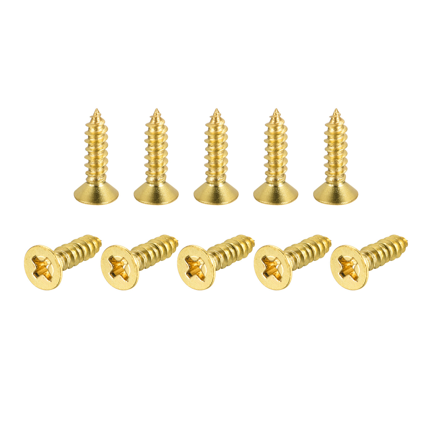 uxcell Uxcell Brass Wood Screws, M4x16mm Phillips Flat Head Self Tapping Connector for Door, Cabinet, Wooden Furniture 50Pcs