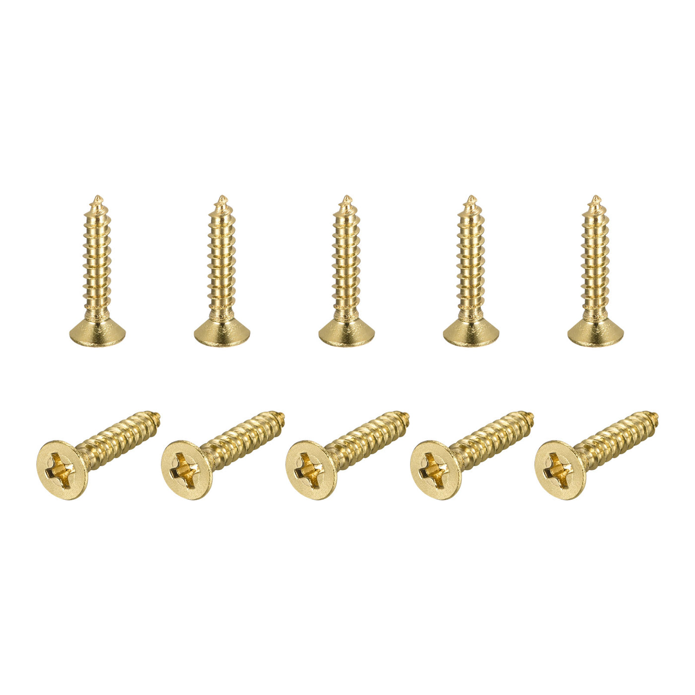 Uxcell Uxcell Brass Wood Screws, M4x20mm Phillips Flat Head Self Tapping Connector for Door, Cabinet, Wooden Furniture 25Pcs