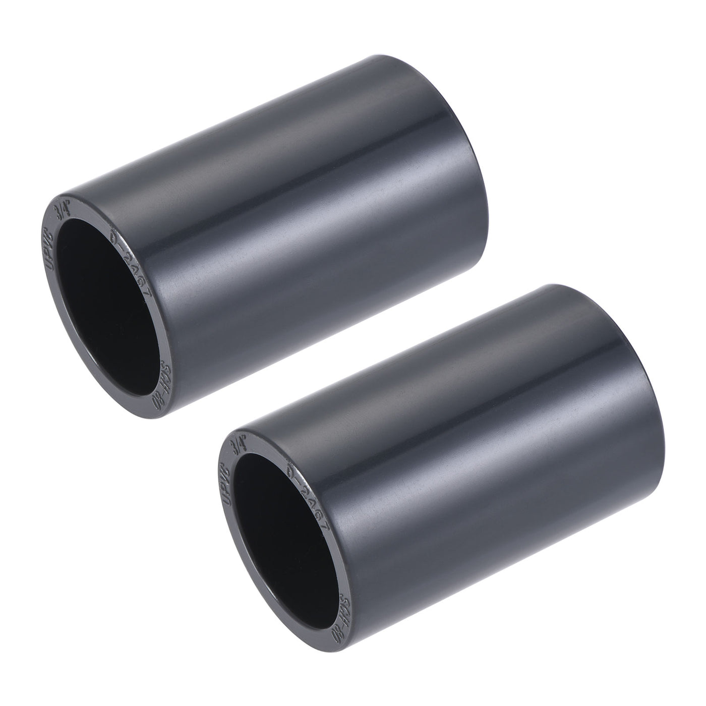 Harfington UPVC Pipe Fitting 3/4" 26.7mm ID SCH 80 DN20 Socket Coupling Straight Joint Connector, Black, Pack of 2