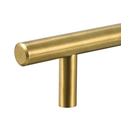 Harfington Uxcell T Bar Pull Handle, 6"(150mm) Length 10mm Dia Stainless Steel Cabinet Pulls 3.8"(96mm) Hole Center Distance Gold Tone