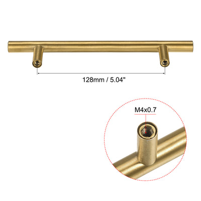 Harfington Uxcell T Bar Pull Handle, 8"(200mm) Length 10mm Dia Stainless Steel Cabinet Pulls 5"(128mm) Hole Center Distance Gold Tone 4pcs