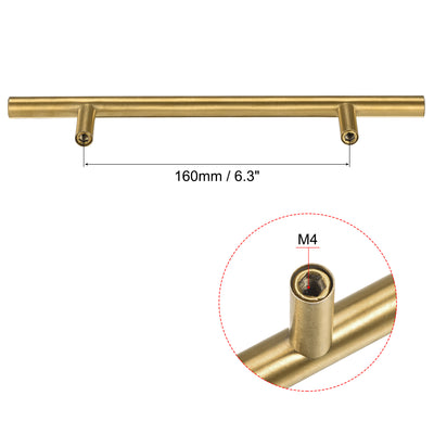 Harfington Uxcell T Bar Pull Handle, 10"(250mm) Length 10mm Dia Stainless Steel Cabinet Pulls 6.3"(160mm) Hole Center Distance Gold Tone