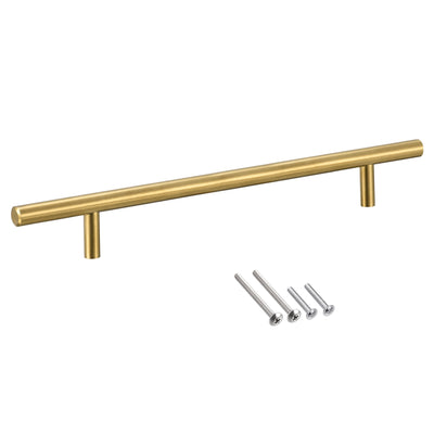 Harfington Uxcell T Bar Pull Handle, 14"(350mm) Length 10mm Dia Stainless Steel Cabinet Pulls 8.8"(224mm) Hole Center Distance Gold Tone