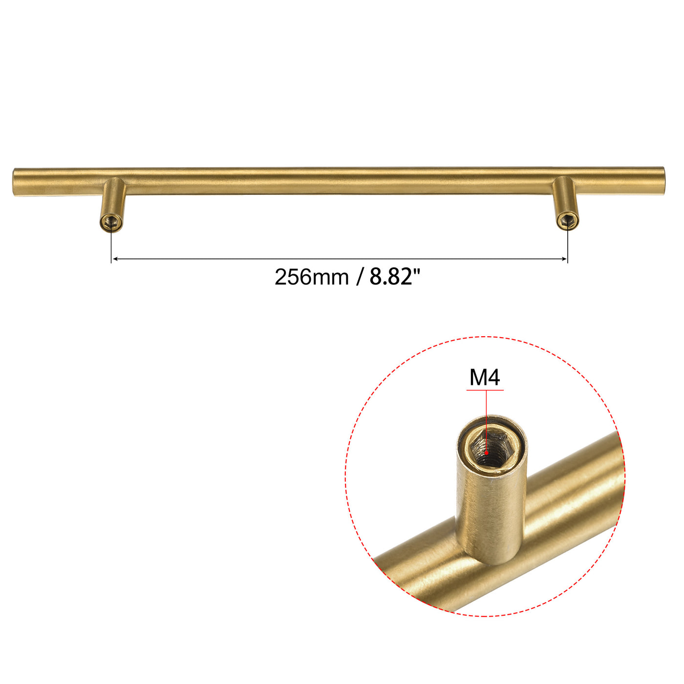 uxcell Uxcell T Bar Pull Handle, 16"(400mm) Length 10mm Dia Stainless Steel Cabinet Pulls 10"(256mm) Hole Center Distance Gold Tone