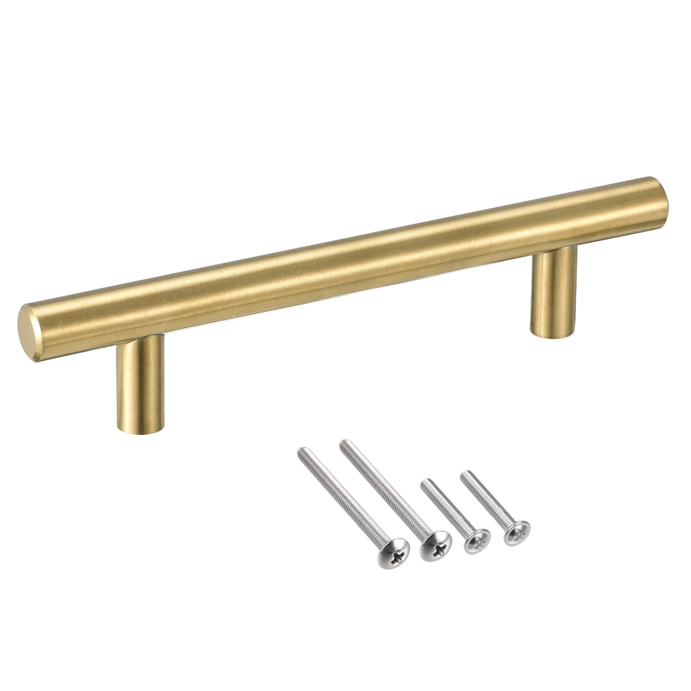 uxcell Uxcell T Bar Pull Handle, 6"(150mm) Length 12mm Dia Stainless Steel Cabinet Pulls 3.8"(96mm) Hole Center Distance Gold Tone 5pcs