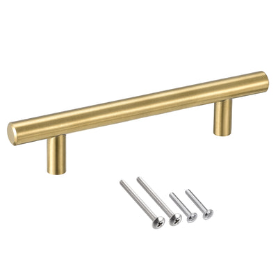 Harfington Uxcell T Bar Pull Handle, 6"(150mm) Length 12mm Dia Stainless Steel Cabinet Pulls 3.8"(96mm) Hole Center Distance Gold Tone 5pcs