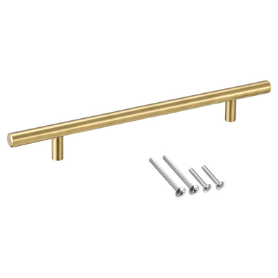 Harfington Uxcell T Bar Pull Handle, 12"(300mm) Length 12mm Dia Stainless Steel Cabinet Pulls 7.6"(192mm) Hole Center Distance Gold Tone