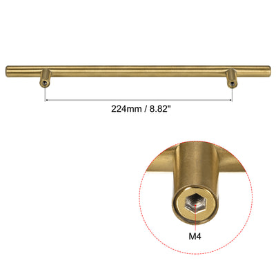 Harfington Uxcell T Bar Pull Handle, 14"(350mm) Length 12mm Dia Stainless Steel Cabinet Pulls 8.8"(224mm) Hole Center Distance Gold Tone