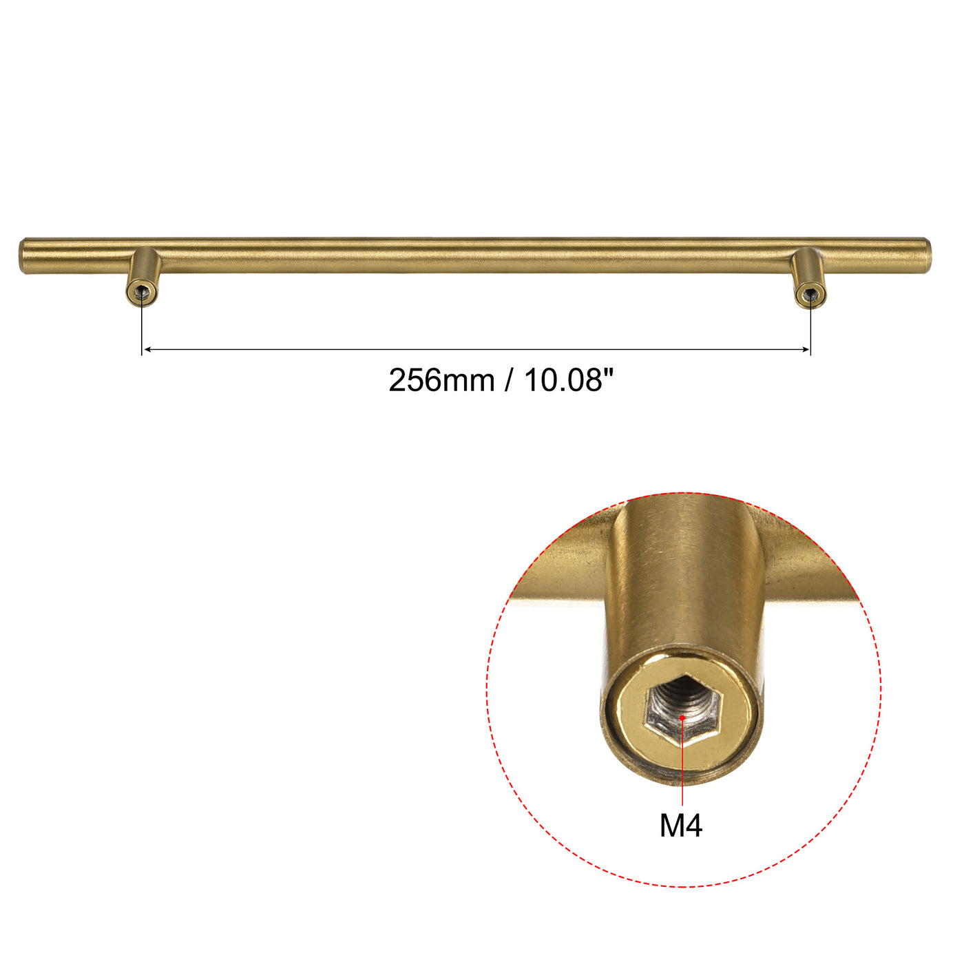 uxcell Uxcell T Bar Pull Handle, 16"(400mm) Length 12mm Dia Stainless Steel Cabinet Pulls 10"(256mm) Hole Center Distance Gold Tone