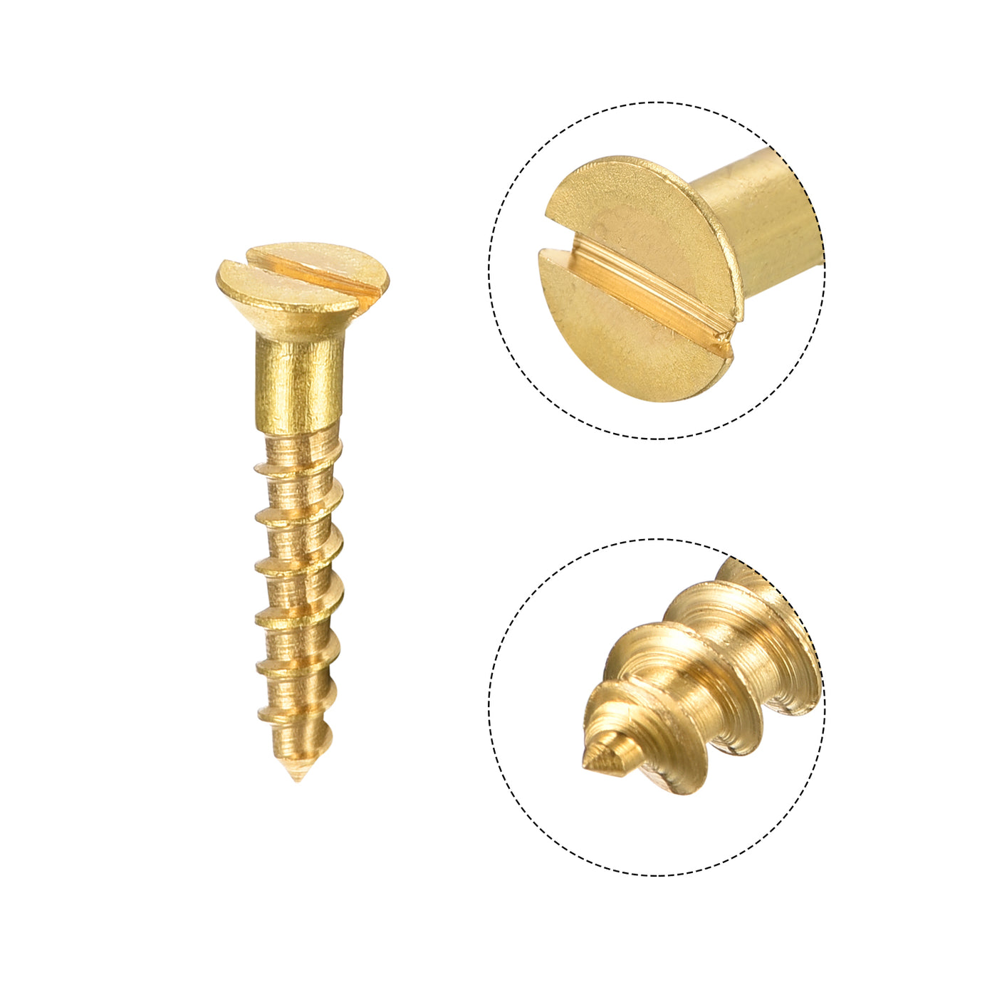 uxcell Uxcell Wood Screws Slotted Flat Head Brass Self-Tapping Screws