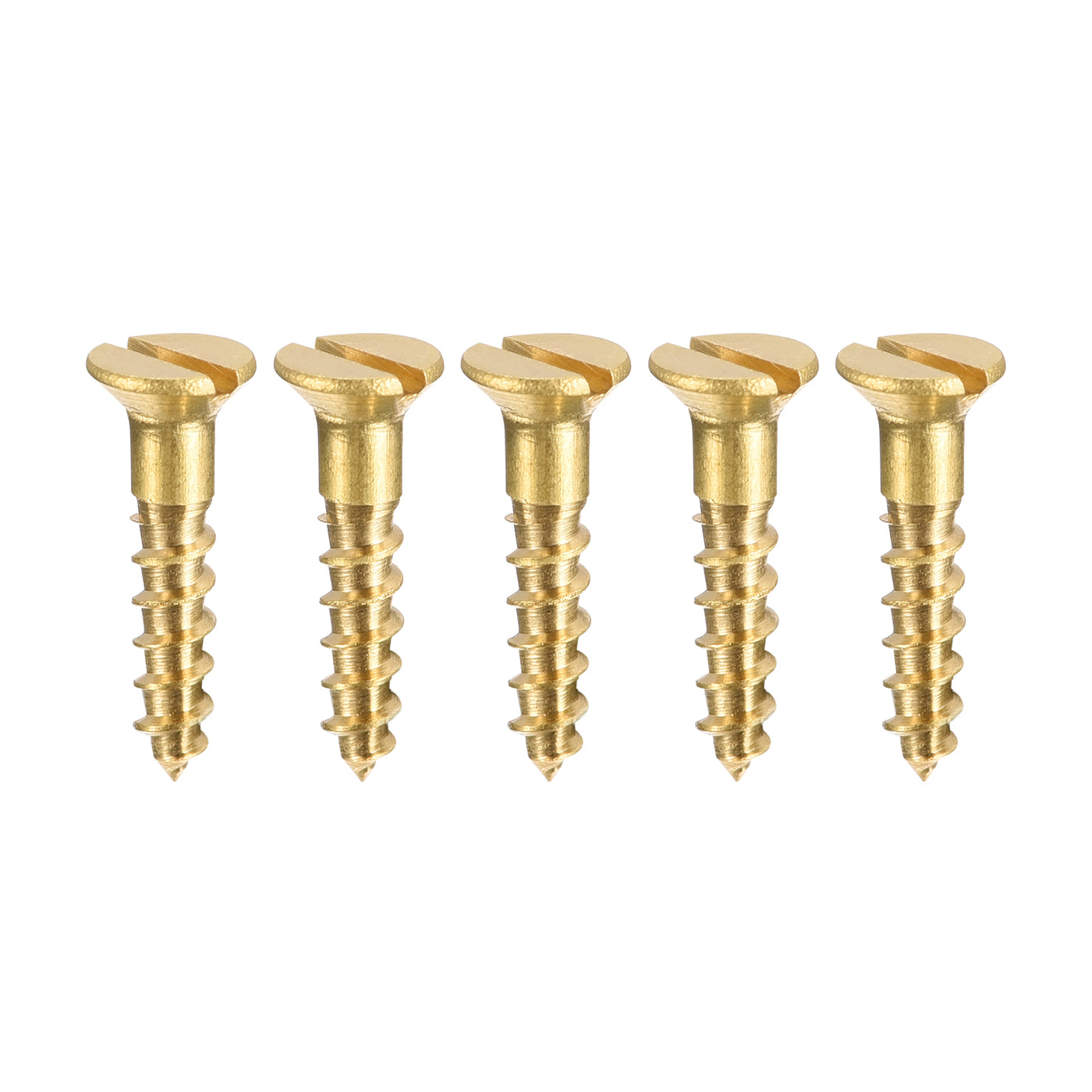 uxcell Uxcell Wood Screws Slotted Flat Head Brass Self-Tapping Screws