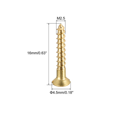Harfington Uxcell Wood Screws Slotted Flat Head Brass Self-Tapping Screws