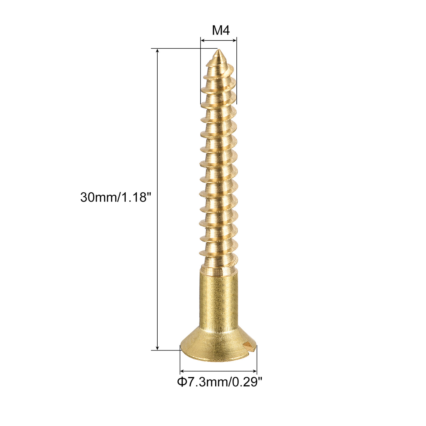 uxcell Uxcell Wood Screws, Slotted Flat Head Brass Self-Tapping Screw
