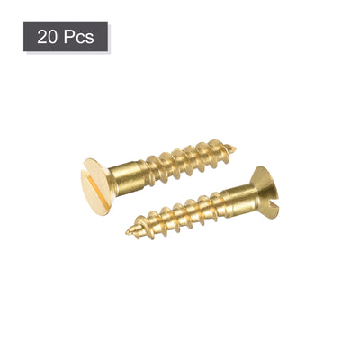 Harfington Uxcell Wood Screws Slotted Flat Head Brass Self-Tapping Screw