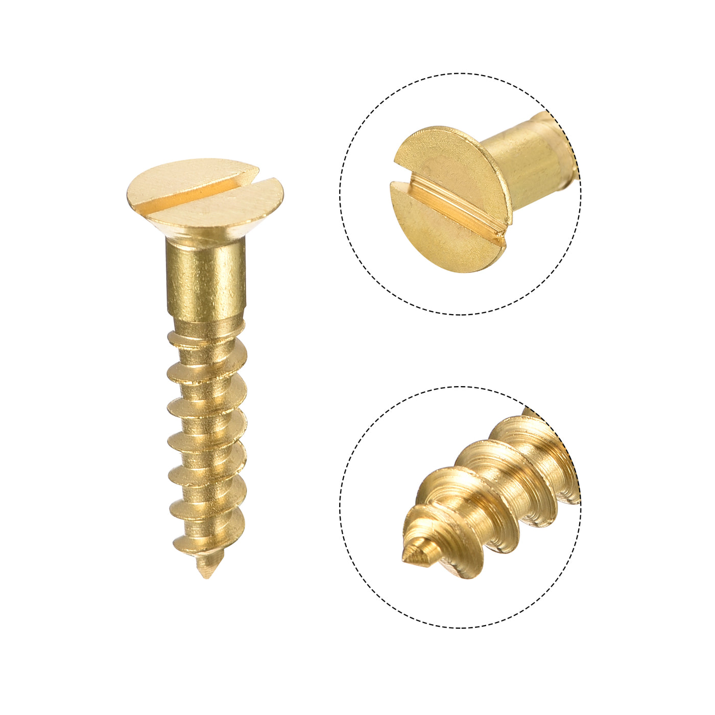 uxcell Uxcell Wood Screws Slotted Flat Head Brass Self-Tapping Screw