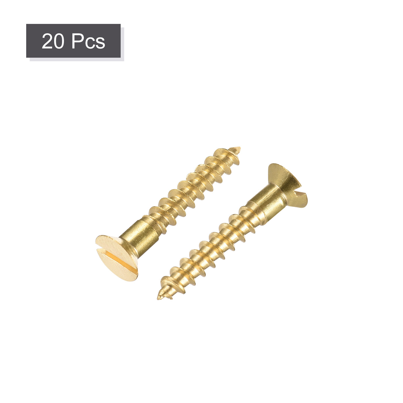 uxcell Uxcell Wood Screws Slotted Flat Head Brass Self-Tapping Screw