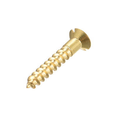 Harfington Uxcell Wood Screws Slotted Flat Head Brass Self-Tapping Screw