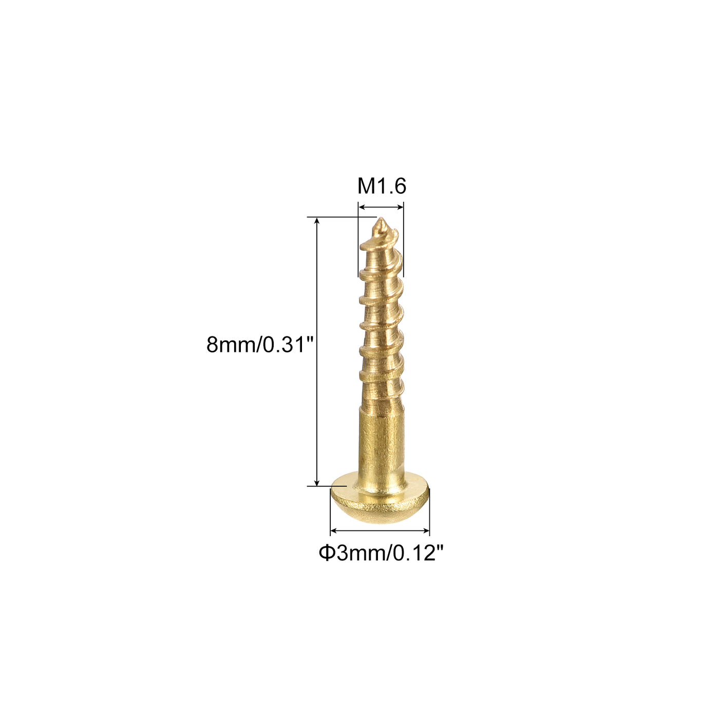 uxcell Uxcell Wood Screws Slotted Round Head Brass Self-Tapping Screws