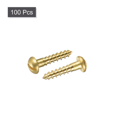 Harfington Uxcell Wood Screws Slotted Round Head Brass Self-Tapping Screws