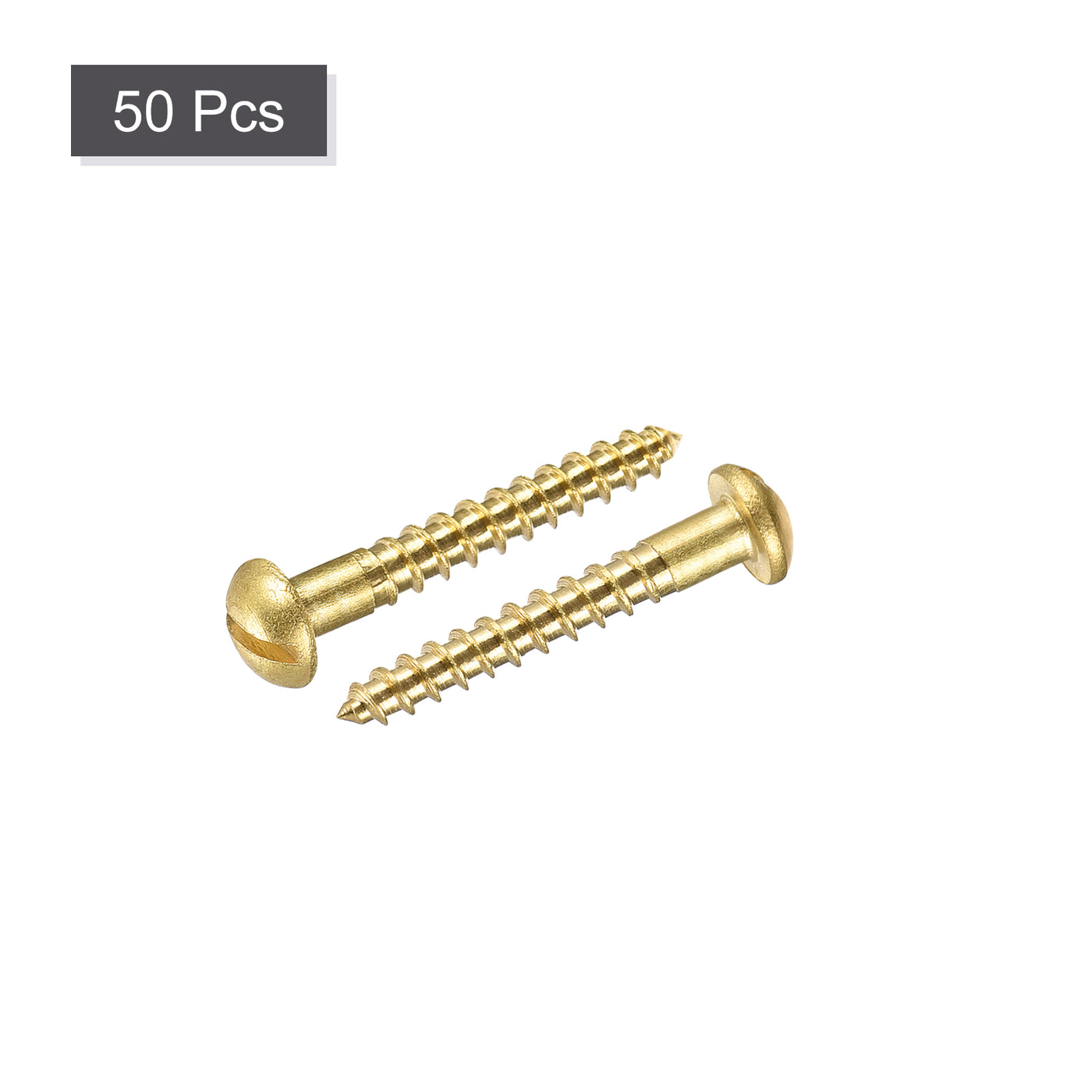 uxcell Uxcell Wood Screws, Slotted Round Head Brass Self-Tapping Screw