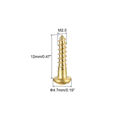 Harfington Uxcell Wood Screws, Slotted Round Head Brass Self-Tapping Screw