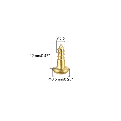 Harfington Uxcell Wood Screws Slotted Round Head Brass Self-Tapping Screws